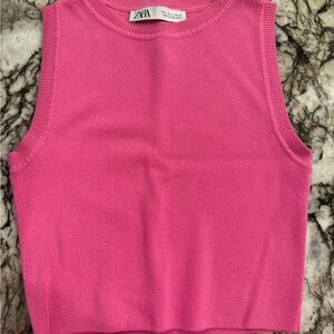 Zara Pink Sleeveless Knit Top
